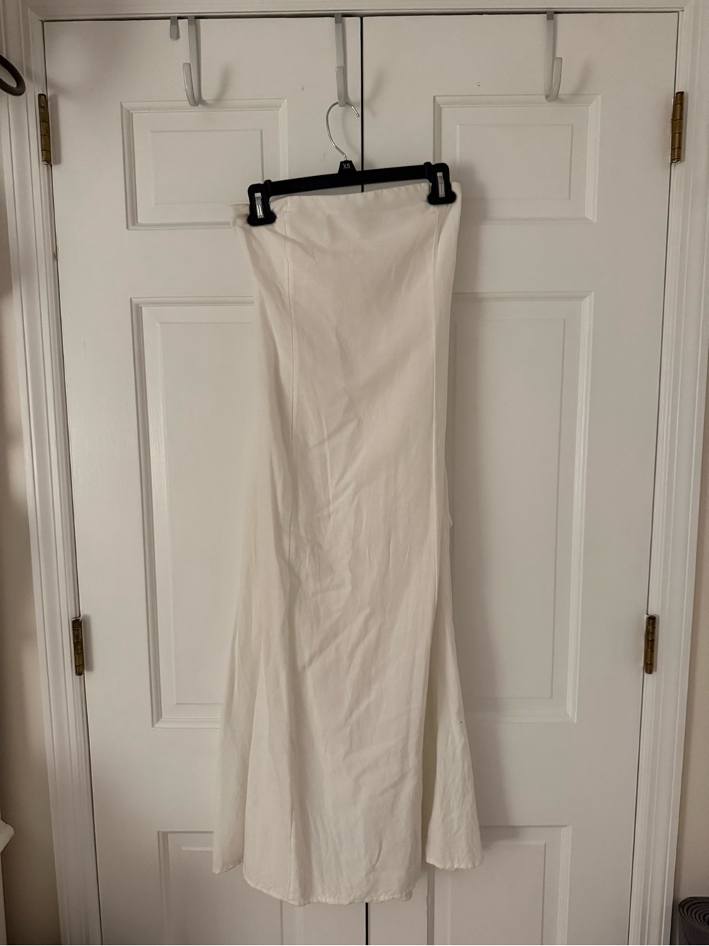 Women’s Strapless Linen Midi Dress Tie Back